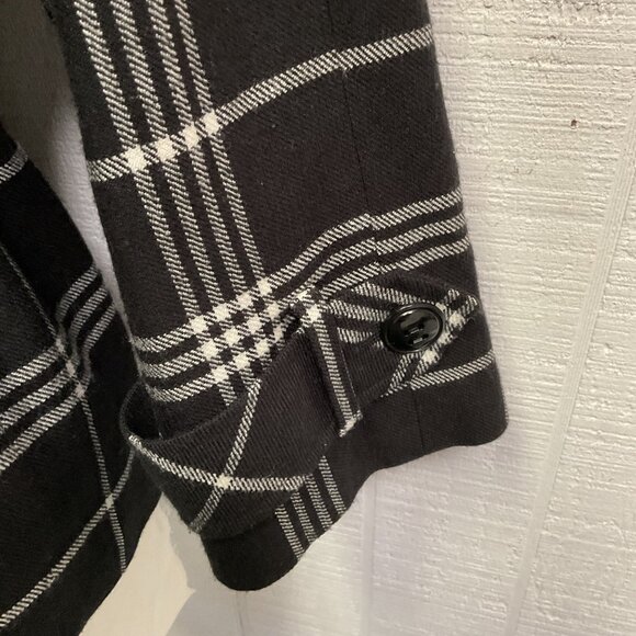 Kasper Womens Black & White Plaid Belted Coat Size 6 - Picture 5 of 7